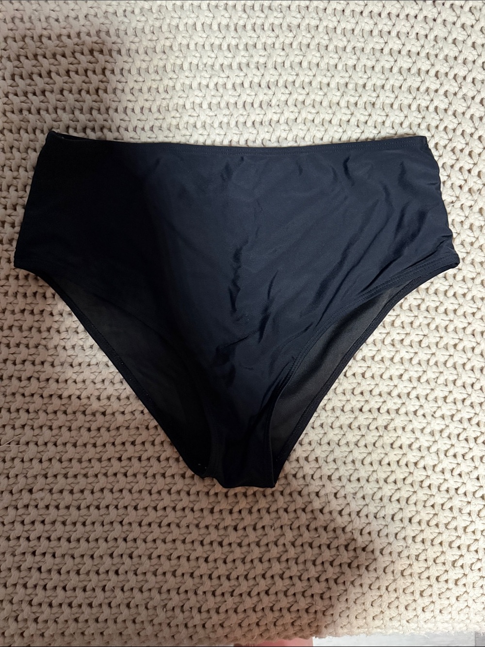 Classic High-Waist Black Swim Bottom